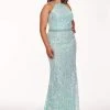 Rachel Allan Curves - 6687 Sequined Halter Trumpet Dress 1 Rachel Allan Curves - 6687 Sequined Halter Trumpet Dress
