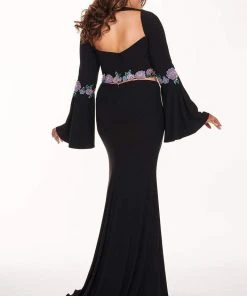 Rachel Allan Curves - 6689 Two Piece Beaded Long Sleeve Jersey Dress Formal Gowns