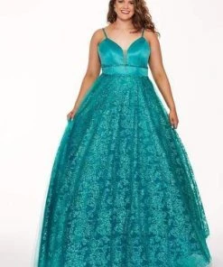 Rachel Allan Curves - 6695 Matte Satin Glitter Tulle Ballgown 5 Rachel Allan Curves - 6695 Matte Satin Glitter Tulle Ballgown