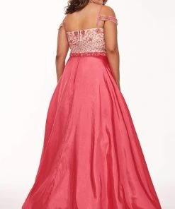 Formal Gowns Rachel Allan Curves - 6696 Beaded V-neck Taffeta Ballgown