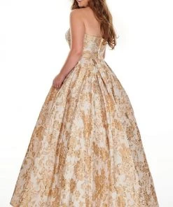 Rachel Allan Curves - 7224 Scoop Metallic Print Ballgown