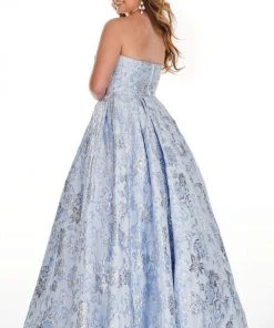 Rachel Allan Curves - 7224 Scoop Metallic Print Ballgown