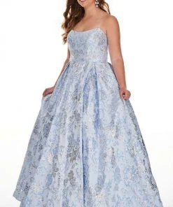Rachel Allan Curves - 7224 Scoop Metallic Print Ballgown