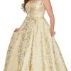 Formal Gowns Rachel Allan Curves - 7226 V-Neck Jacquard Ballgown