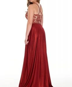 Rachel Allan Curves - 7235 Two-Piece Bead-Ornate Shimmer Jersey Gown