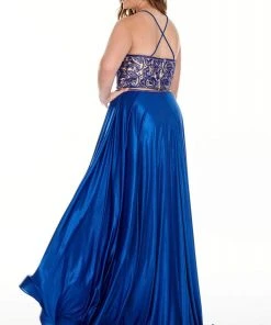 Rachel Allan Curves - 7235 Two-Piece Bead-Ornate Shimmer Jersey Gown