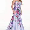 Rachel Allan Curves - 7238 Sweetheart Floral Trumpet Dress