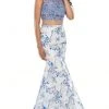 Rachel Allan - Embellished High Neck Lace-Up Open Back Two Piece Gown 7170 - 1 Pc Periwinkle In Size 4 Available
