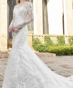 Rachel Allan - Embroidered Illusion Jewel Bridal Gown M792 - 1 Pc Ivory In Size 6 Available Formal Gowns