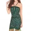 Rachel Allan Homecoming - 4010 Sequined Halter Fringe Cocktail Dress 2 Rachel Allan Homecoming - 4010 Sequined Halter Fringe Cocktail Dress