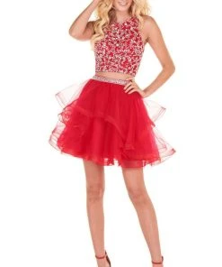 Rachel Allan Homecoming - 4012 Beaded Two Piece A-Line Cocktail Dress Cocktail Dresses