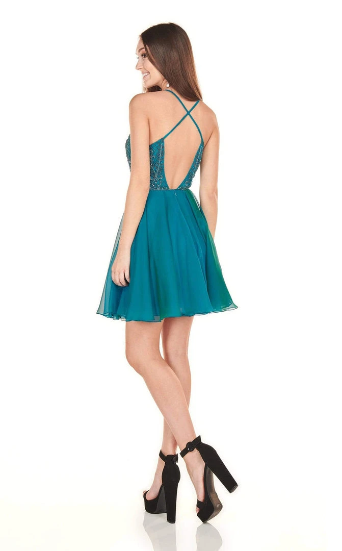 Cocktail Dresses Rachel Allan Homecoming - 4100 Applique Plunging V-neck Chiffon Dress 5 Cocktail Dresses Rachel Allan Homecoming - 4100 Applique Plunging V-neck Chiffon Dress