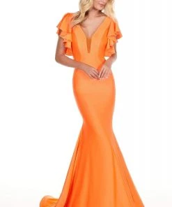 Formal Gowns Rachel Allan Homecoming - 4150 Deep V-neck Jersey Mermaid Dress