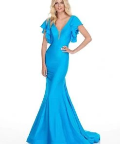 Formal Gowns Rachel Allan Homecoming - 4150 Deep V-neck Jersey Mermaid Dress