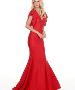 Formal Gowns Rachel Allan Homecoming - 4150 Deep V-neck Jersey Mermaid Dress