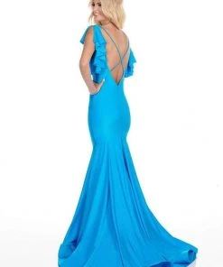 Formal Gowns Rachel Allan Homecoming - 4150 Deep V-neck Jersey Mermaid Dress