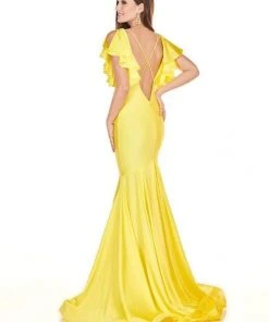 Formal Gowns Rachel Allan Homecoming - 4150 Deep V-neck Jersey Mermaid Dress