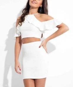 Cocktail Dresses Rachel Allan LBD - L1089 Two-Piece Ruffled Halter Cocktail Dress 10 Cocktail Dresses Rachel Allan LBD - L1089 Two-Piece Ruffled Halter Cocktail Dress