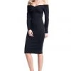 Cocktail Dresses Rachel Allan LBD - L1121 Long Sleeve Off Shoulder Jersey Dress