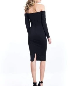 Cocktail Dresses Rachel Allan LBD - L1121 Long Sleeve Off Shoulder Jersey Dress