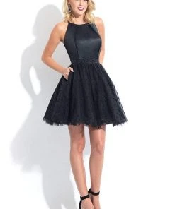 Rachel Allan LBD - L1159 Pleated Halter A-line Dress