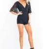 Rachel Allan LBD - L1198 Embellished Lace Plunging V-neck Romper 2 Rachel Allan LBD - L1198 Embellished Lace Plunging V-neck Romper
