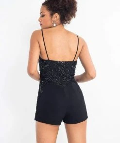 Rachel Allan LBD - L1207 Beaded Sweetheart Romper With Satin Overskirt Cocktail Dresses