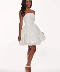 Rachel Allan LBD - L1231 Strapless Beaded Accent Lace Cocktail Dress Cocktail Dresses 12 Rachel Allan LBD - L1231 Strapless Beaded Accent Lace Cocktail Dress Cocktail Dresses