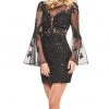 Rachel Allan LBD - L1245 Bedazzled Long Sleeve Sheath Cocktail Dress 2 Rachel Allan LBD - L1245 Bedazzled Long Sleeve Sheath Cocktail Dress
