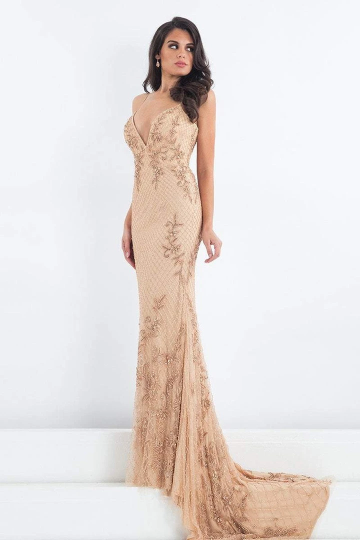 Rachel Allan Prima Donna - 5014 Plunging Lattice Beaded Evening Gown 4 Rachel Allan Prima Donna - 5014 Plunging Lattice Beaded Evening Gown