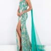 Rachel Allan Prima Donna - 5045 Asymmetrical Floral Gown With Slit Formal Gowns