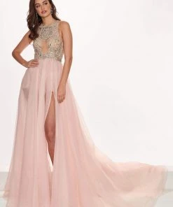 Rachel Allan Prima Donna - 5055 Beaded Organza A-line Dress Formal Gowns