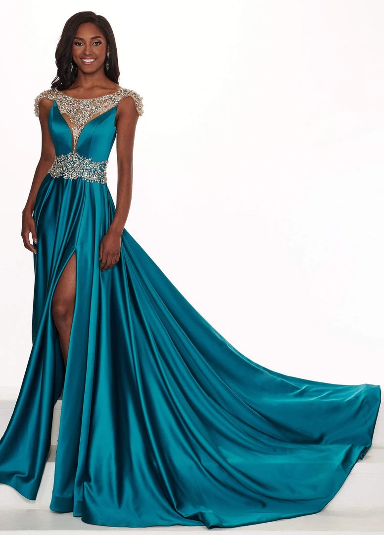 Formal Gowns Rachel Allan Prima Donna - 5063 Silver Beaded Bateau A-line Dress 3 Formal Gowns Rachel Allan Prima Donna - 5063 Silver Beaded Bateau A-line Dress
