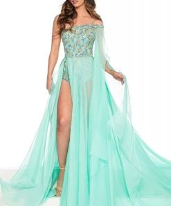 Rachel Allan Primadonna - 5075 Embellished Asymmetric Chiffon Dress Formal Gowns 8 Rachel Allan Primadonna - 5075 Embellished Asymmetric Chiffon Dress Formal Gowns