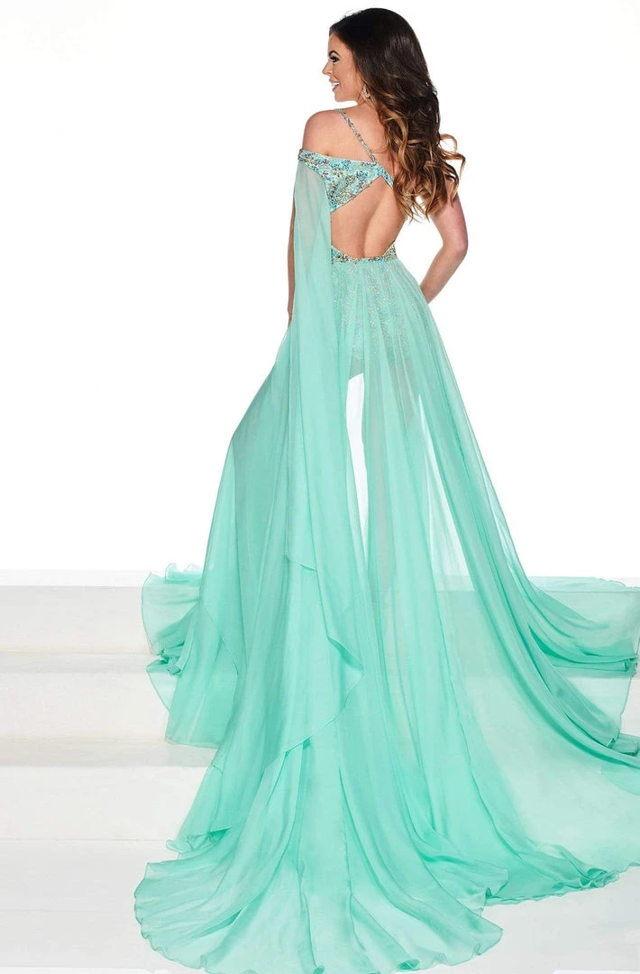 Rachel Allan Primadonna - 5075 Embellished Asymmetric Chiffon Dress Formal Gowns 6 Rachel Allan Primadonna - 5075 Embellished Asymmetric Chiffon Dress Formal Gowns