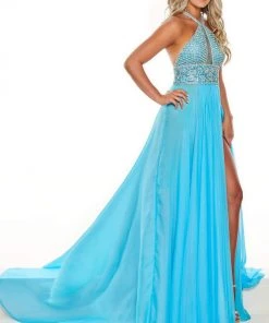 Rachel Allan Primadonna - 5096 Halter Embellished Bodice A-Line Dress