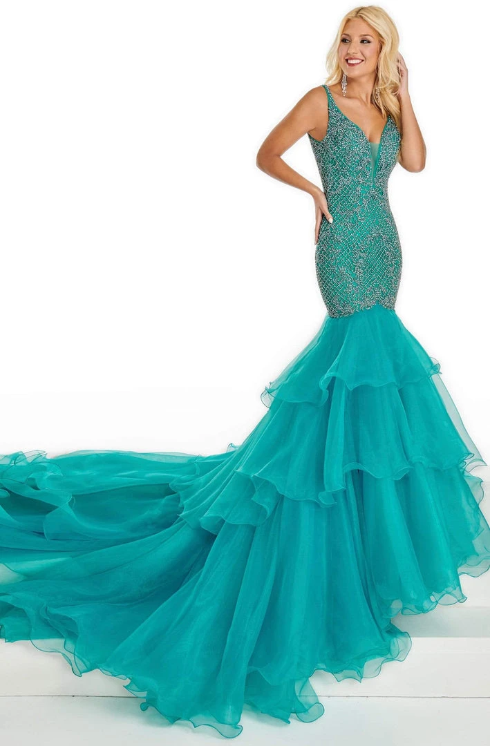 Formal Gowns Rachel Allan Primadonna - 5099 Sexy V-Neck Embellished Mermaid Dress 3 Formal Gowns Rachel Allan Primadonna - 5099 Sexy V-Neck Embellished Mermaid Dress