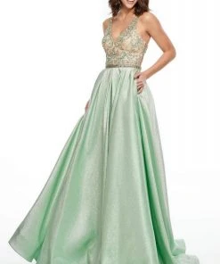 Rachel Allan Prom - 7002 Bead-Embellished Bodice Sleek A-Line Gown Formal Gowns