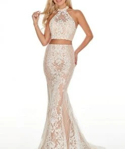 Rachel Allan Prom - 7003 Two Piece High Halter Trumpet Dress Formal Gowns 17 Rachel Allan Prom - 7003 Two Piece High Halter Trumpet Dress Formal Gowns