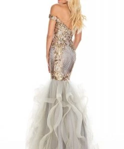 Rachel Allan Prom - 7004 Off Shoulder Sequined Mermaid Gown