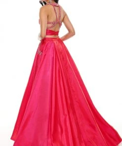 Rachel Allan Prom - 7009 Two Piece Beaded Halter Ballgown