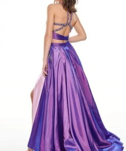 Rachel Allan Prom - 7009 Two Piece Beaded Halter Ballgown