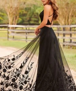 Rachel Allan Prom - 7017 Two Piece Halter Mermaid Dress With Overlay Formal Gowns