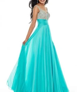 Formal Gowns Rachel Allan Prom - 7018 Beaded V-Neck Chiffon A-Line Dress 5 Formal Gowns Rachel Allan Prom - 7018 Beaded V-Neck Chiffon A-Line Dress