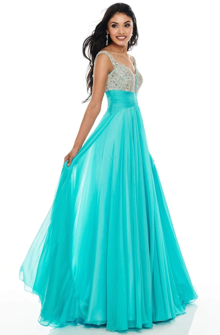 Formal Gowns Rachel Allan Prom - 7018 Beaded V-Neck Chiffon A-Line Dress 4 Formal Gowns Rachel Allan Prom - 7018 Beaded V-Neck Chiffon A-Line Dress