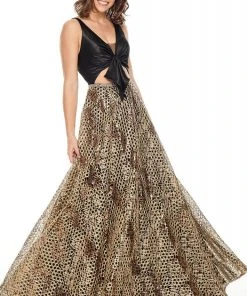 Rachel Allan Prom - 7031 Sexy V-Neck Mid Cut-Out A-Line Dress Formal Gowns