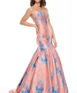 Rachel Allan Prom - 7032 Strapless Metallic Jacquard Trumpet Gown Formal Gowns 12 Rachel Allan Prom - 7032 Strapless Metallic Jacquard Trumpet Gown Formal Gowns