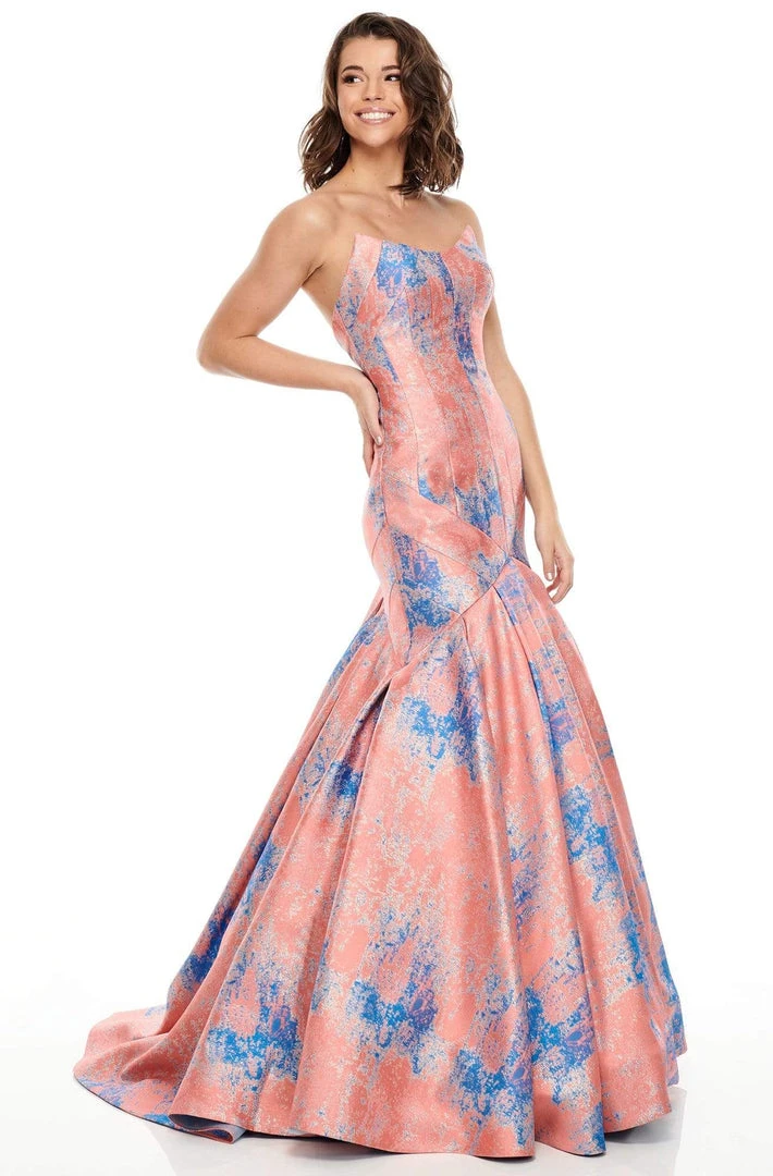 Rachel Allan Prom - 7032 Strapless Metallic Jacquard Trumpet Gown Formal Gowns 7 Rachel Allan Prom - 7032 Strapless Metallic Jacquard Trumpet Gown Formal Gowns