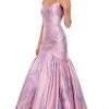 Rachel Allan Prom - 7032 Strapless Metallic Jacquard Trumpet Gown Formal Gowns