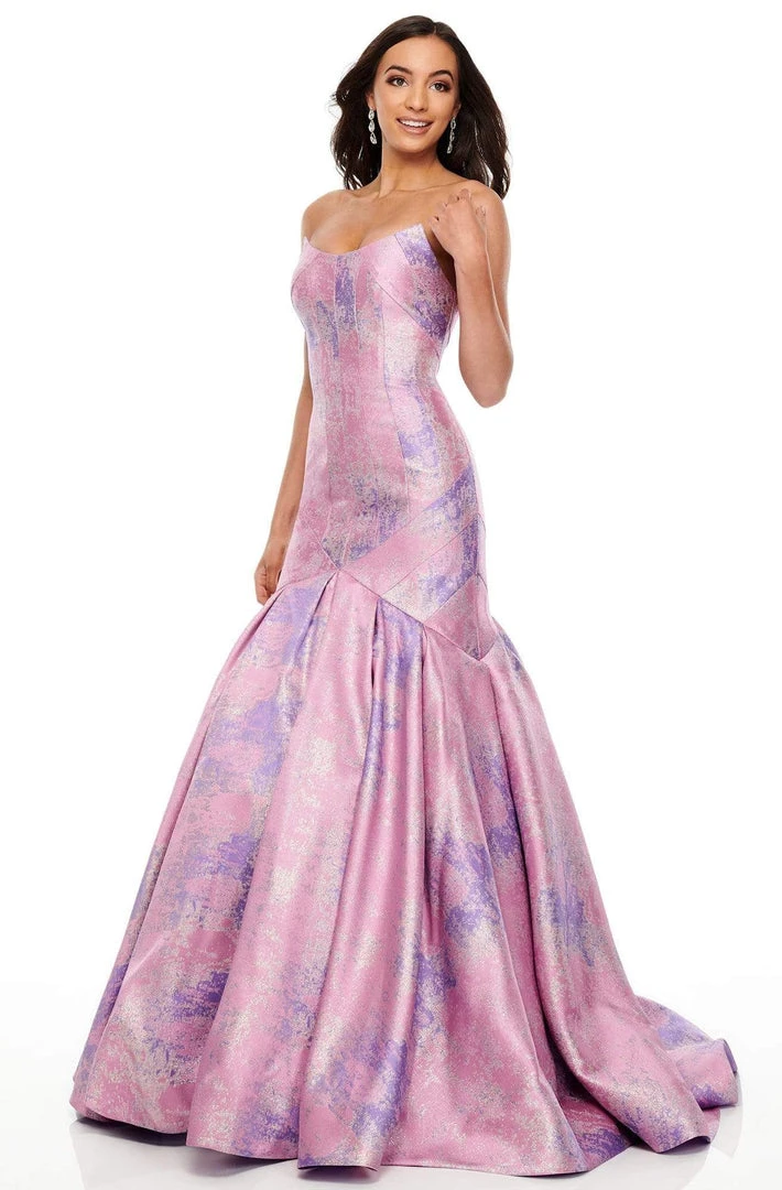 Rachel Allan Prom - 7032 Strapless Metallic Jacquard Trumpet Gown Formal Gowns 3 Rachel Allan Prom - 7032 Strapless Metallic Jacquard Trumpet Gown Formal Gowns